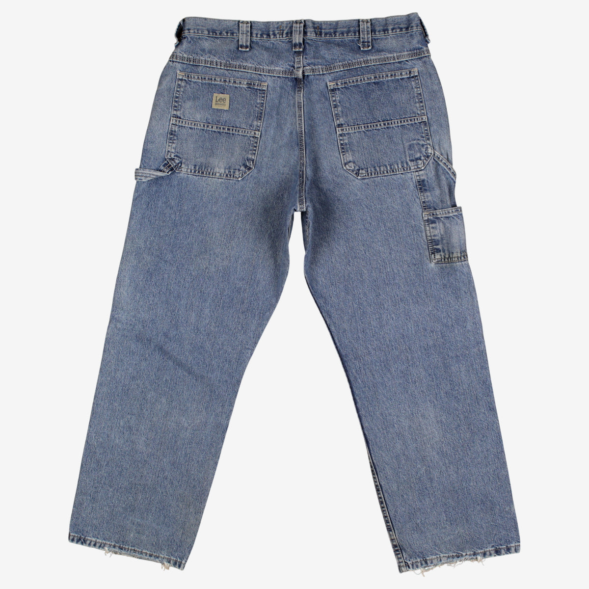 Lee Jeans 38x30 Blue Dungarees Carpenter Faded Stonewash Zip Fly Workwear Denim