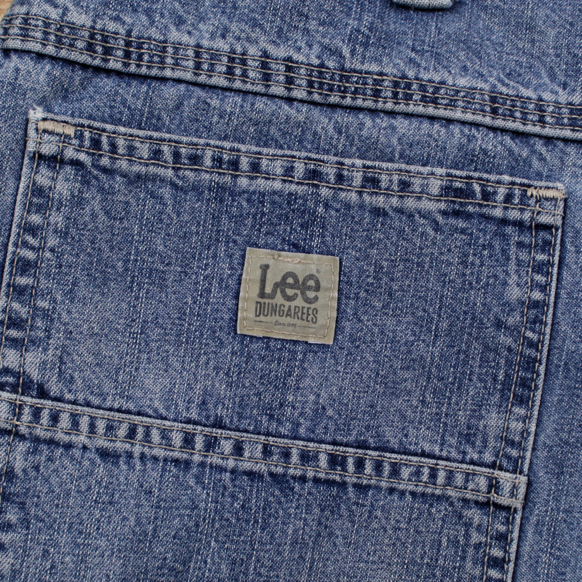Lee Jeans 38x30 Blue Dungarees Carpenter Faded Stonewash Zip Fly Workwear Denim