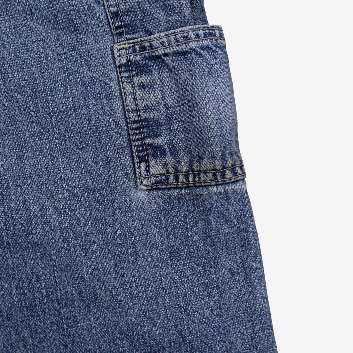 Lee Jeans 38x30 Blue Dungarees Carpenter Faded Stonewash Zip Fly Workwear Denim