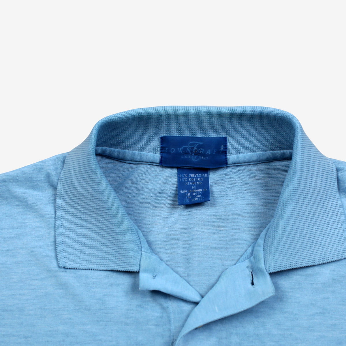 Vintage Towncraft Polo Shirt M Mens 80s Striped Pocket Blue Preppy Single Stitch