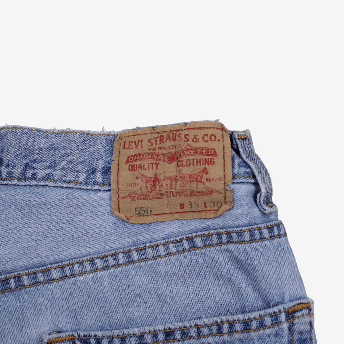 Levis 550 Jeans 33x30 Blue Relaxed Taper Light Stonewash Zip Red Tab Denim