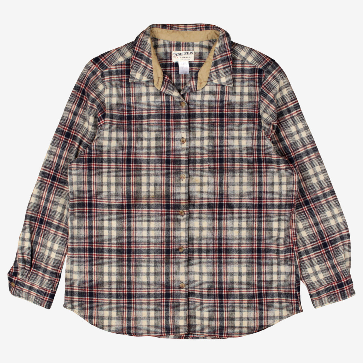Vintage Pendleton Wool Flannel Shirt Plaid L Womens Long Sleeve Heritage Outdoor