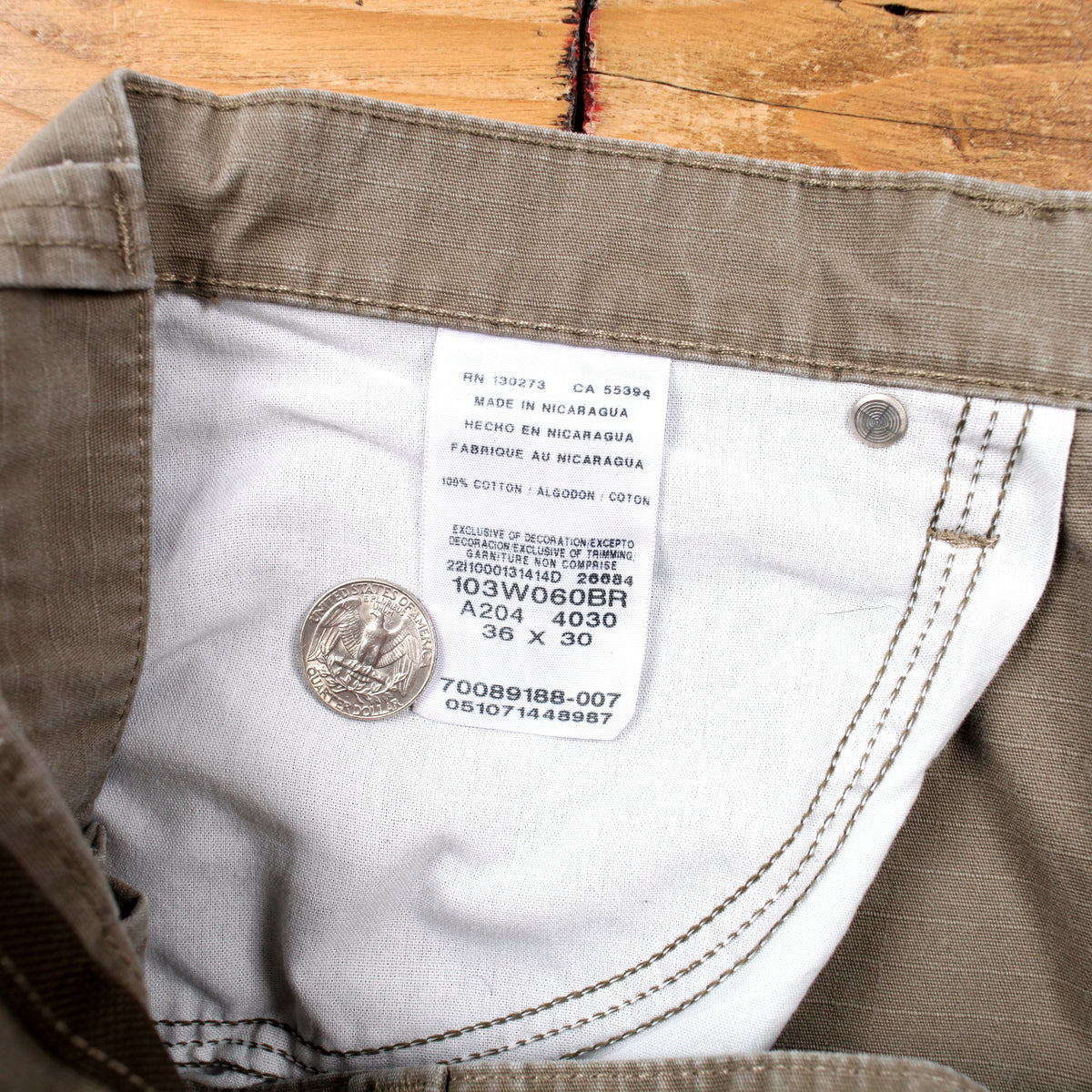 Wrangler Riggs Workwear Trousers Pants 36x30 Mens 00s Beige Carpenter Straight