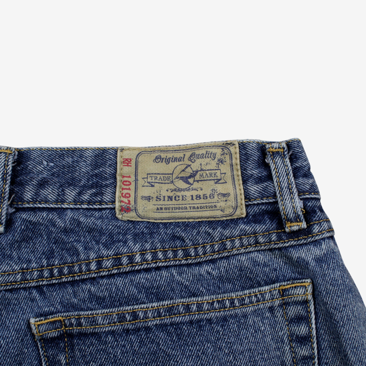 Red Head Plaid Lined Jeans 36x30 Blue Faded Medium Stonewash Button Fly Denim