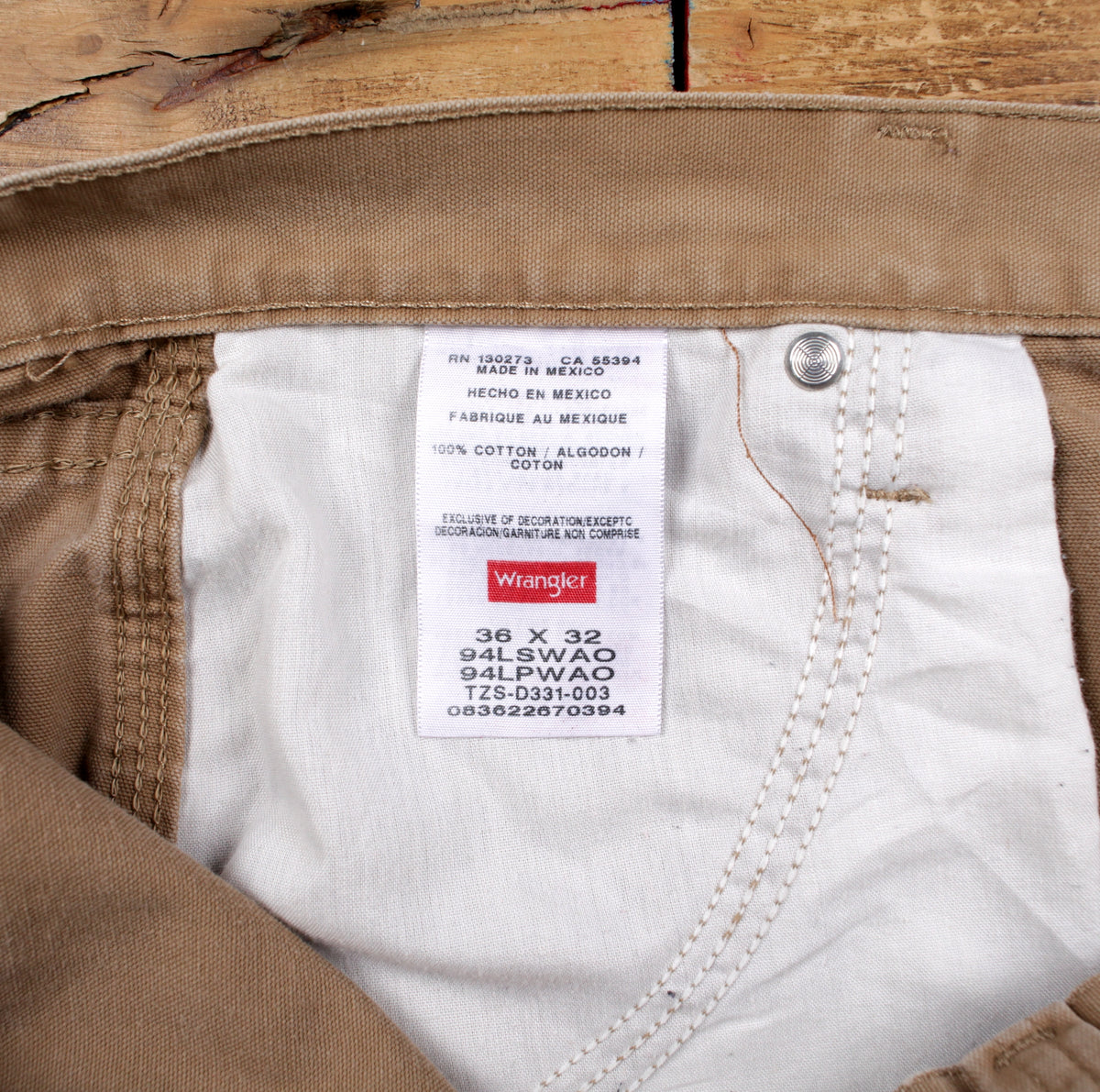 Wrangler Carpenter Trousers Pants 36x32 Mens 00s Beige Utility Tool Loop