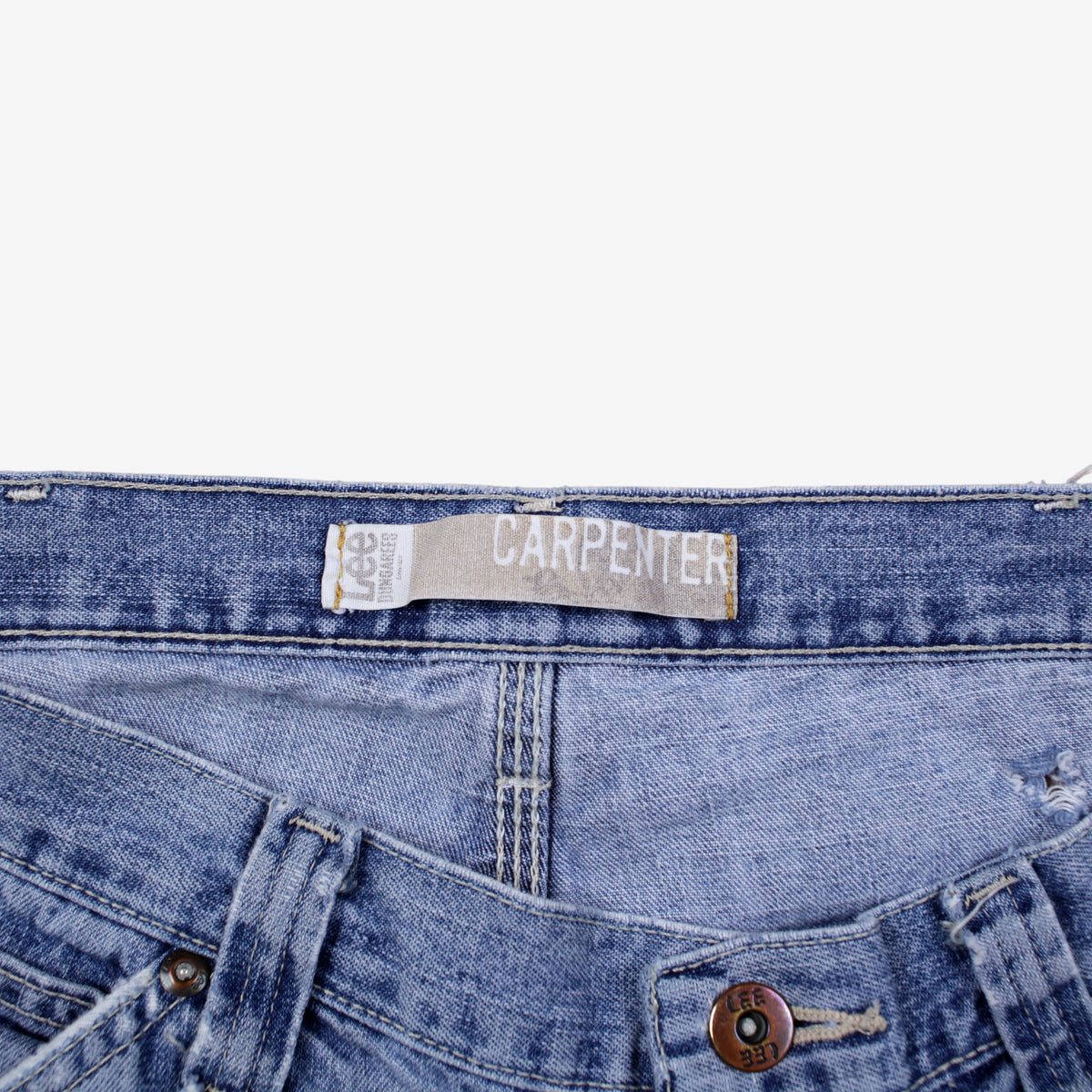 Lee Carpenter Jeans 34x30 Blue Faded Light Stonewash Button Fly Mid Rise Denim