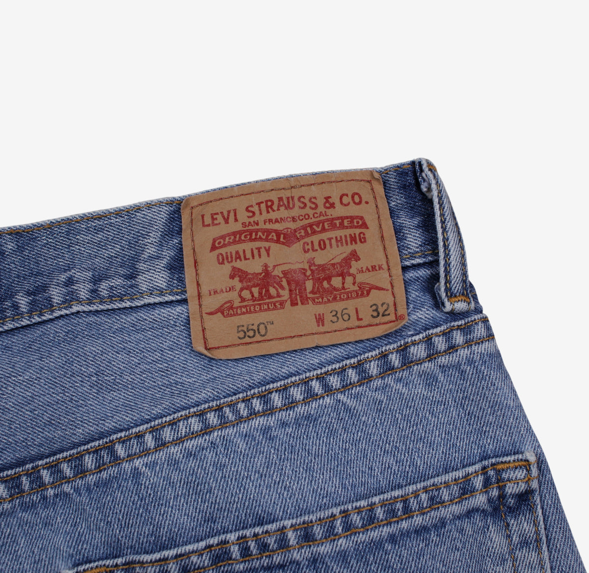 Levis 550 Jeans 36x32 Blue Relaxed Taper Faded Stonewash Zip Fly Mid Rise Denim