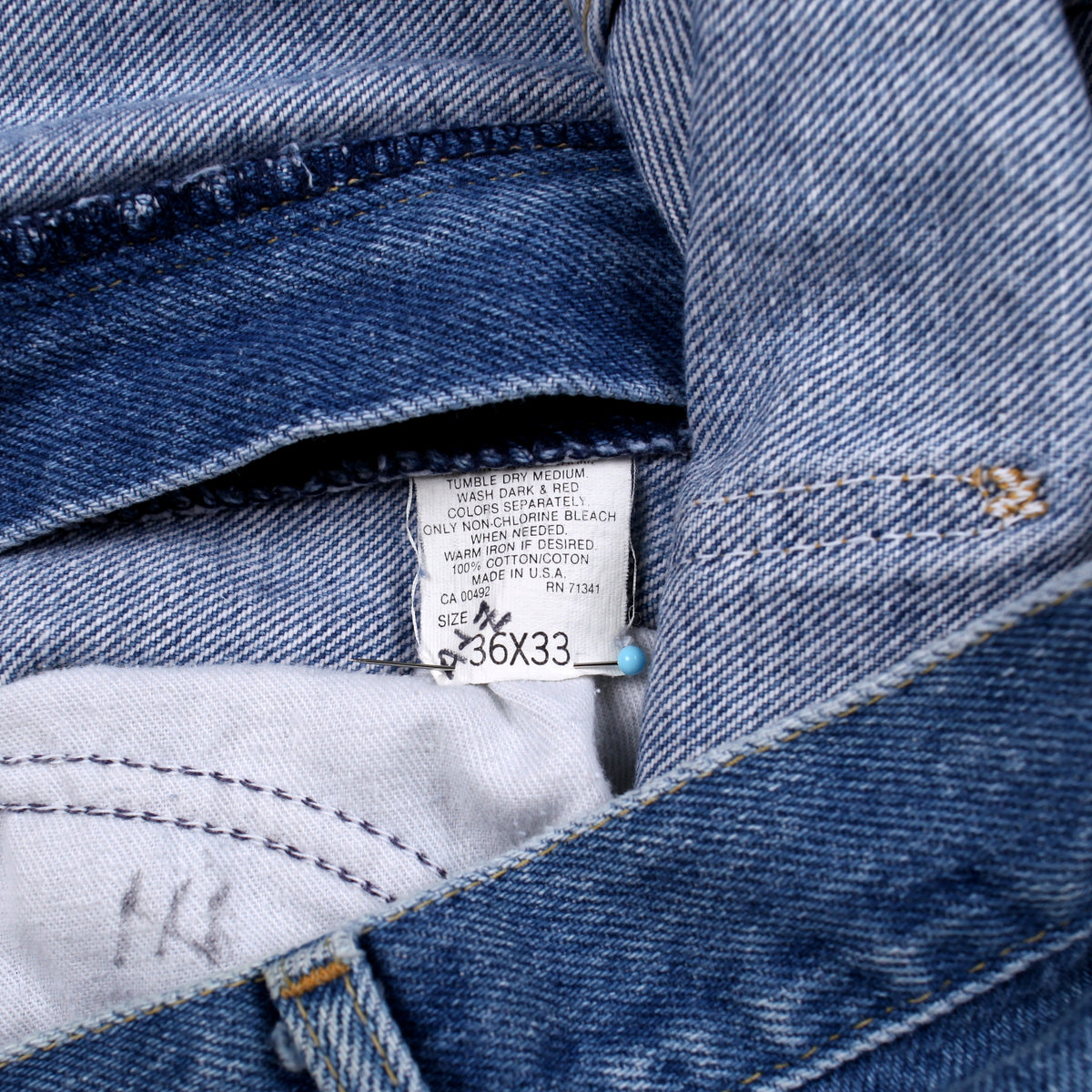 Vintage L.L. Bean Straight Jeans 34x31 90s Blue USA Made Stonewash Denim