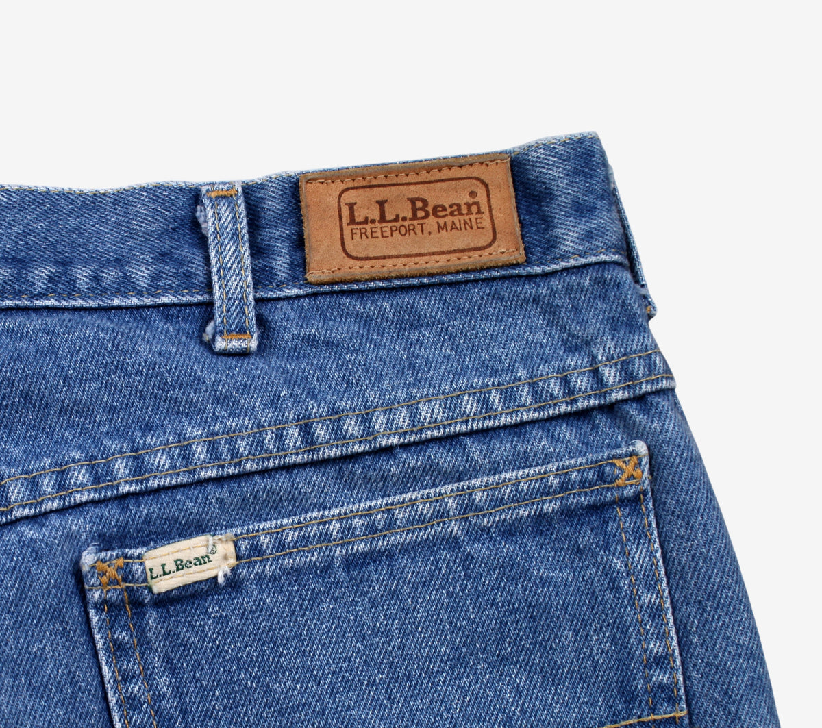Vintage L.L. Bean Straight Jeans 34x31 90s Blue USA Made Stonewash Denim