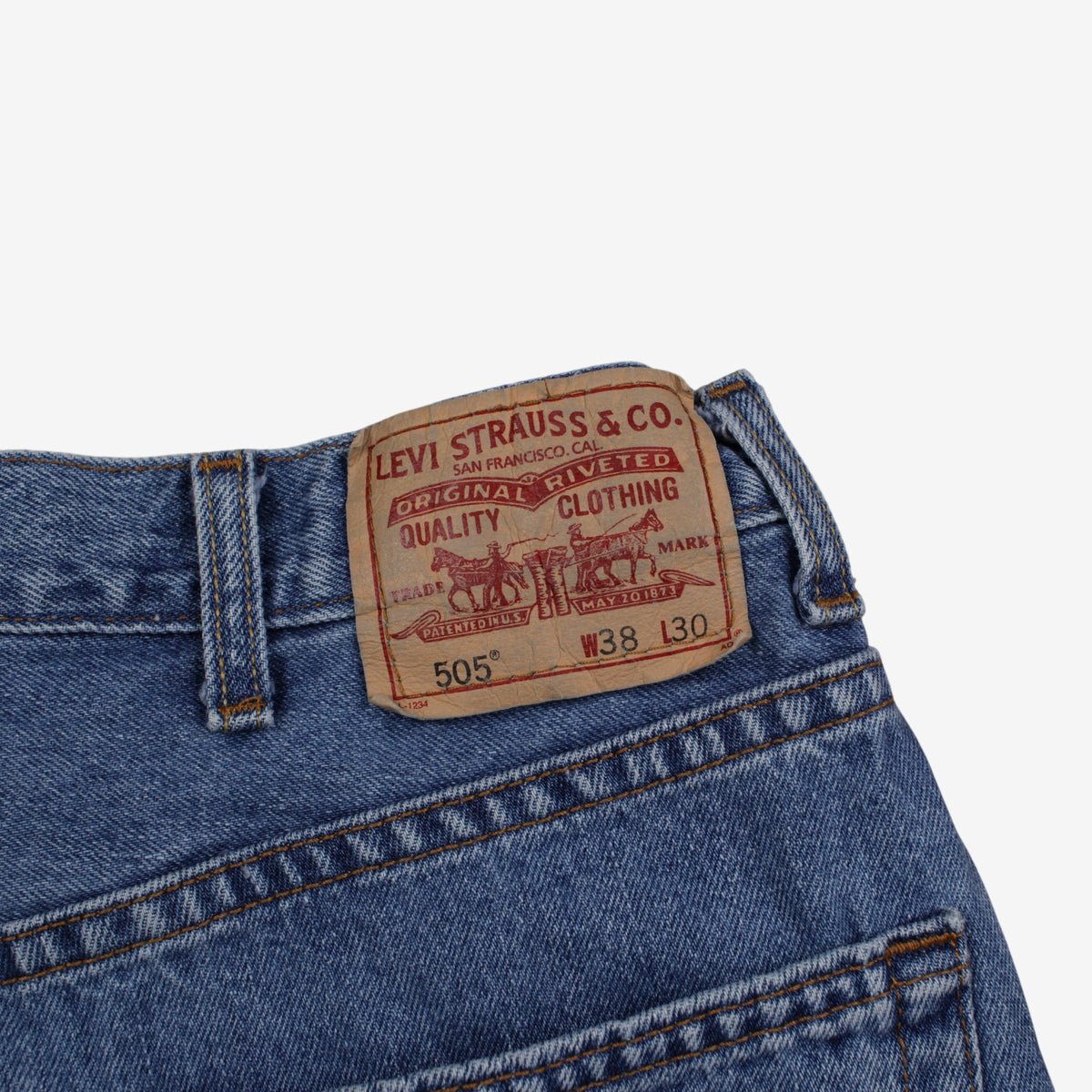 Levis 505 Jeans 36x30 Blue Regular Straight Faded Medium Stonewash Denim