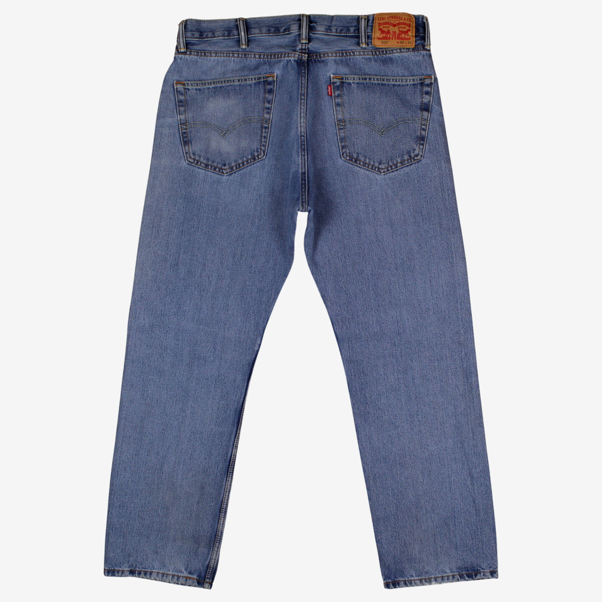 Levis 505 Jeans 38x32 Blue Regular Straight Stonewash Red Tab Denim