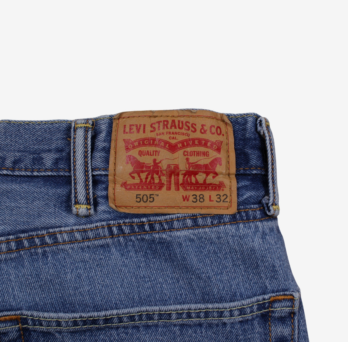 Levis 505 Jeans 38x32 Blue Regular Straight Stonewash Red Tab Denim
