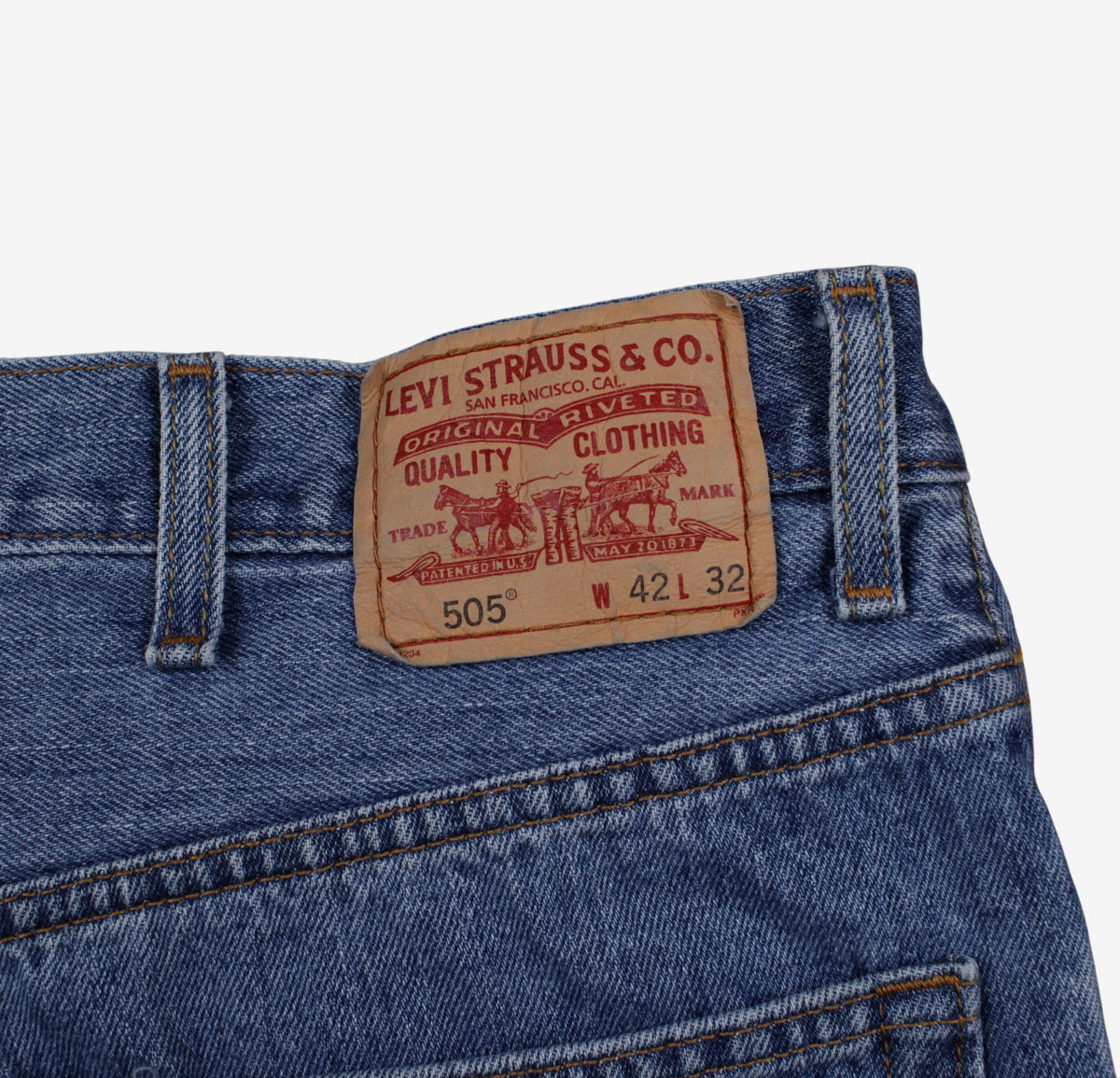 Levis 505 Jeans 42x32 Blue Regular Straight Stonewash Red Tab Denim