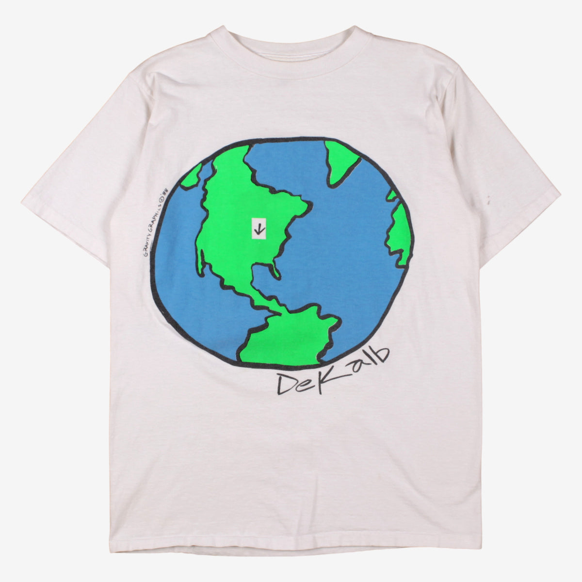 Vintage Gravity Graphics T-shirt M Mens 80s White Earth Globe Map Single Stitch