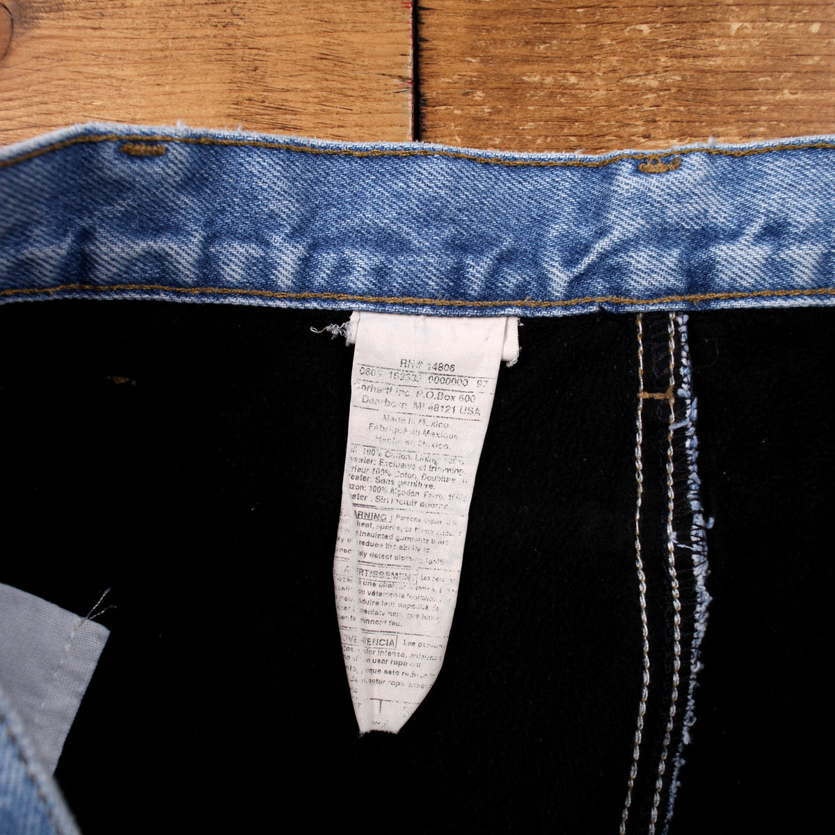 Carhartt Lined Jeans 34x32 Blue Workwear Faded Stonewash Straight Zip Fly Denim