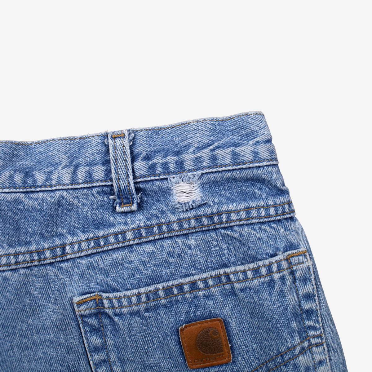 Carhartt Lined Jeans 34x32 Blue Workwear Faded Stonewash Straight Zip Fly Denim