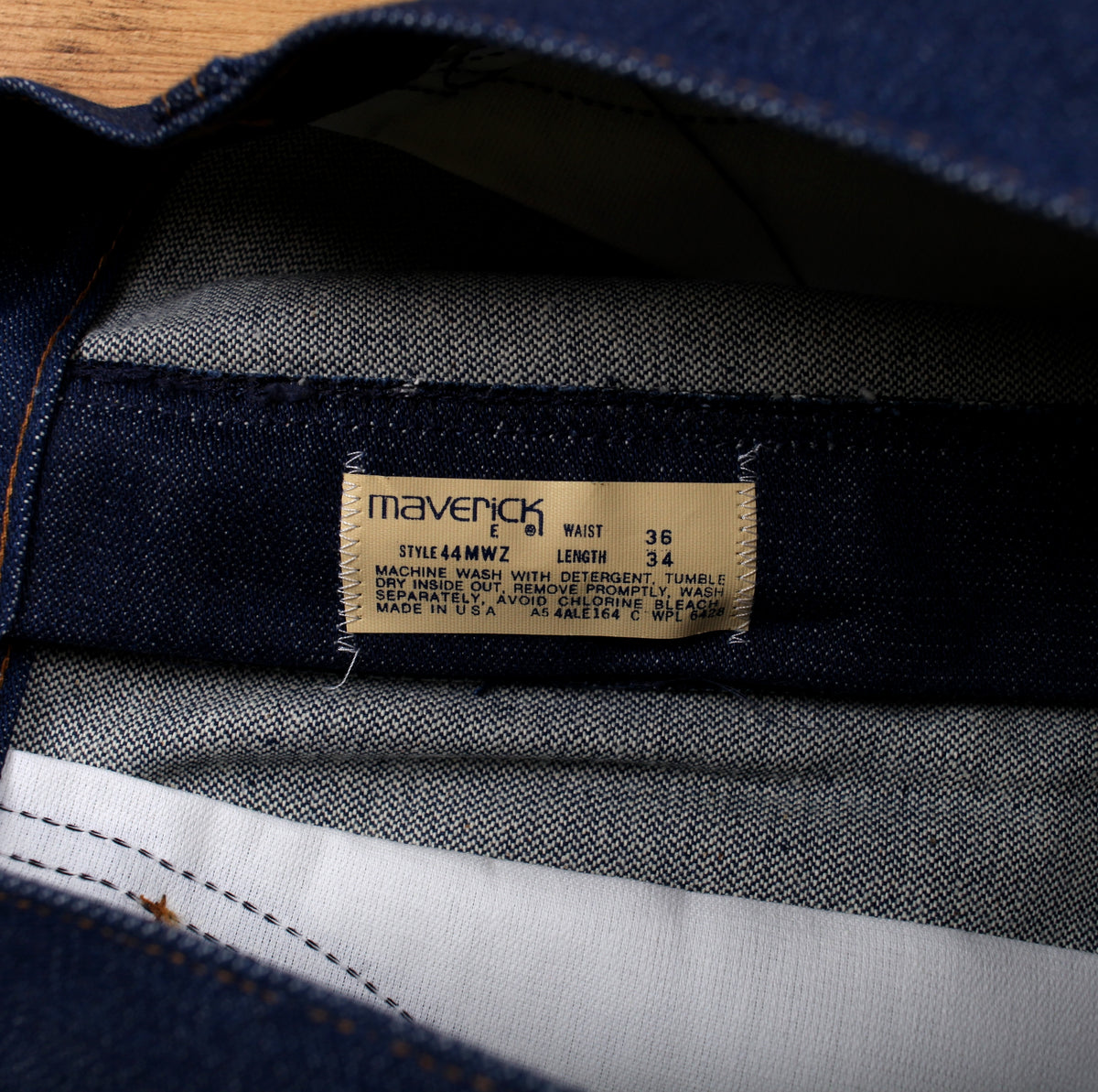 Vintage Deadstock Maverick Jeans 36x34 70s Blue USA Made Western Cut Denim