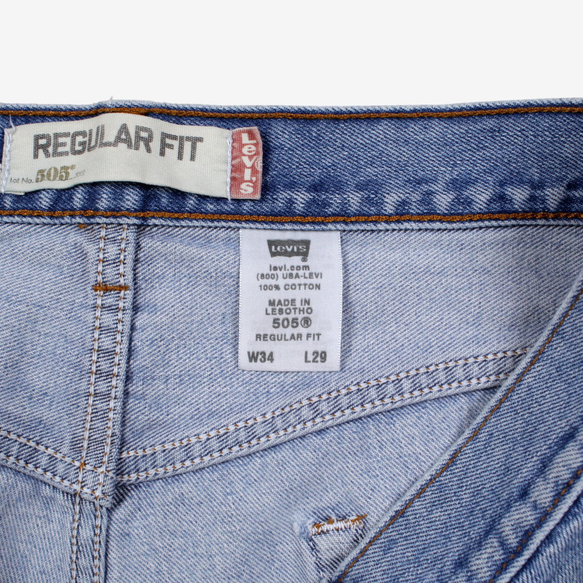 Levis 505 Jeans 34x29 Blue Regular Straight Light Stonewash Denim