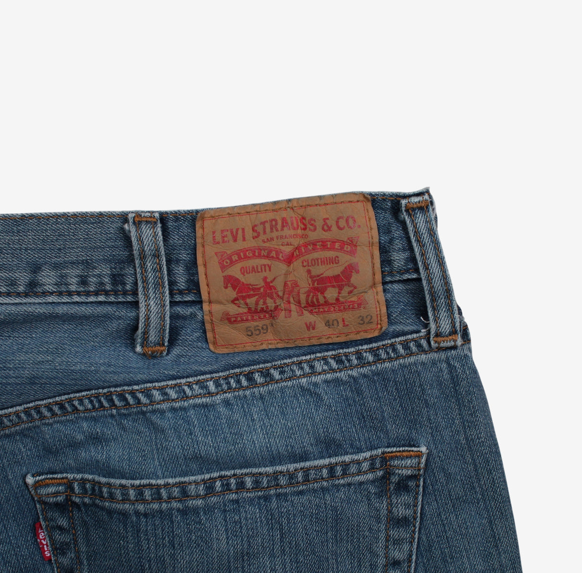 Levis 559 Jeans 40x32 Blue Relaxed Straight Faded Mid Stonewash Red Tab Denim