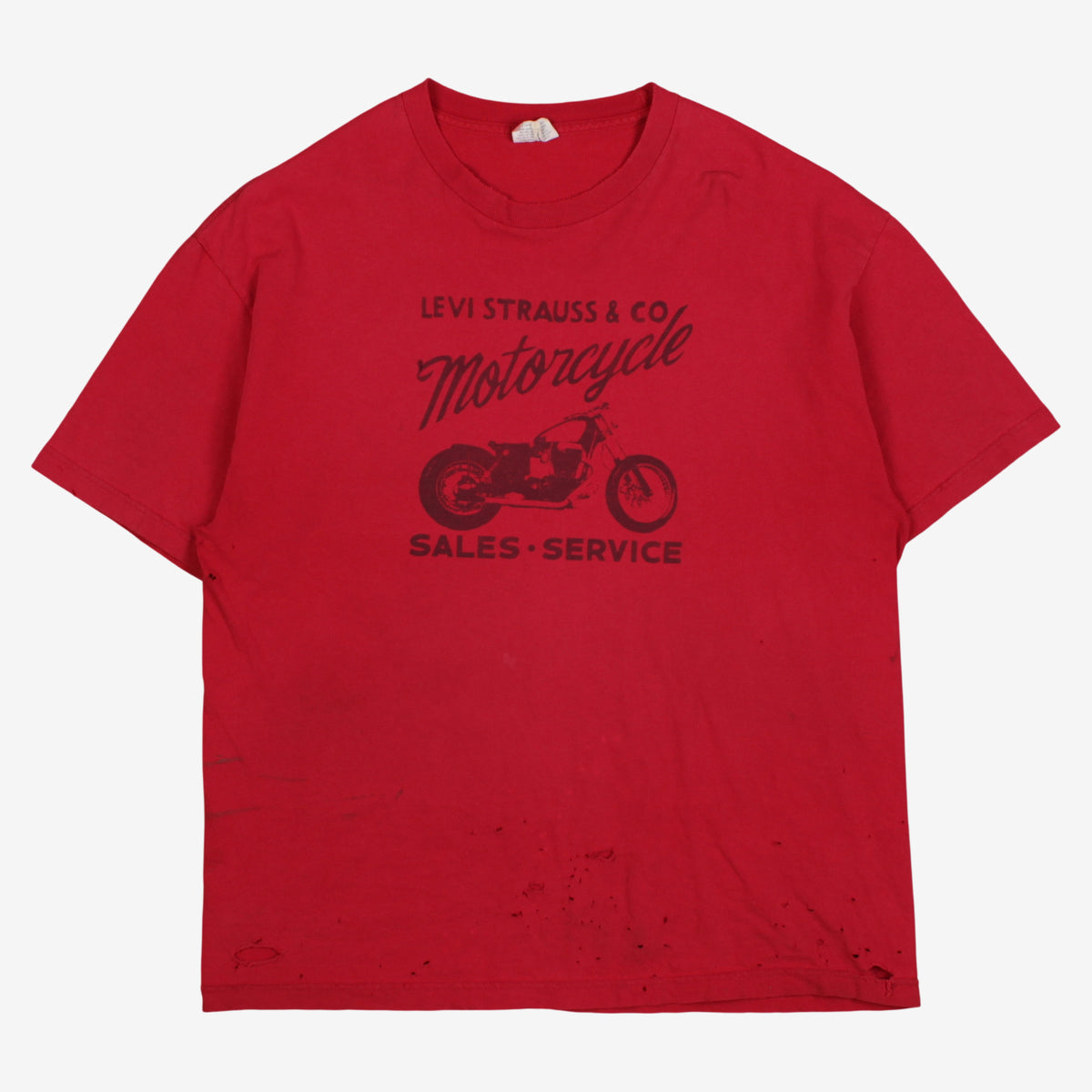Vintage Levis T-shirt XL Mens Red Thrashed Motorcycle Graphic Biker Grunge