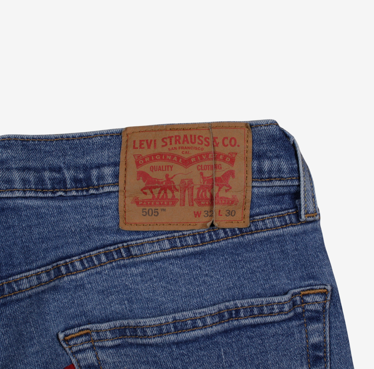 Levis 505 Jeans 32x30 Blue Regular Straight Stonewash Red Tab Denim