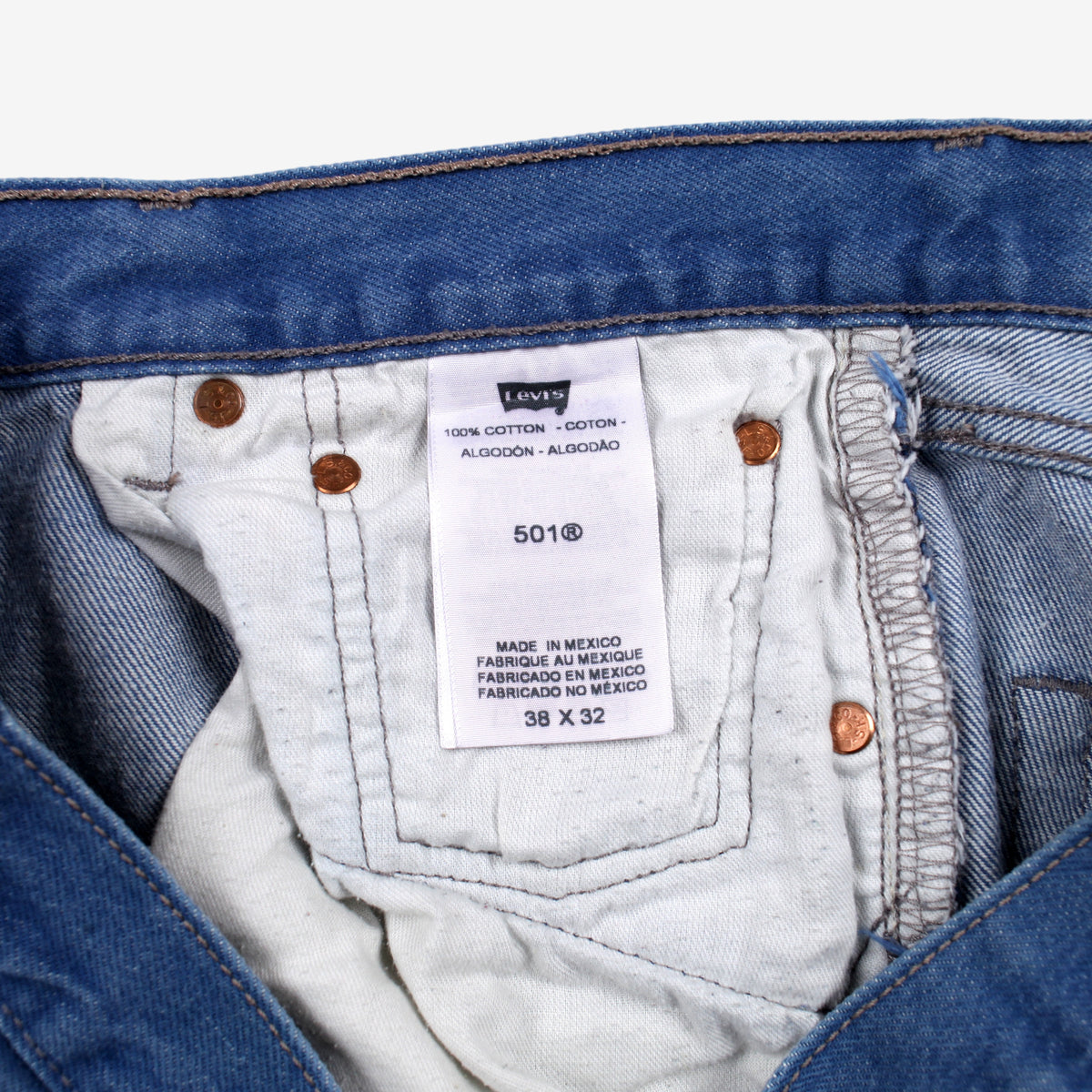 Levis 501 Jeans 36x25 Blue Regular Straight Faded Stonewash Red Tab Denim