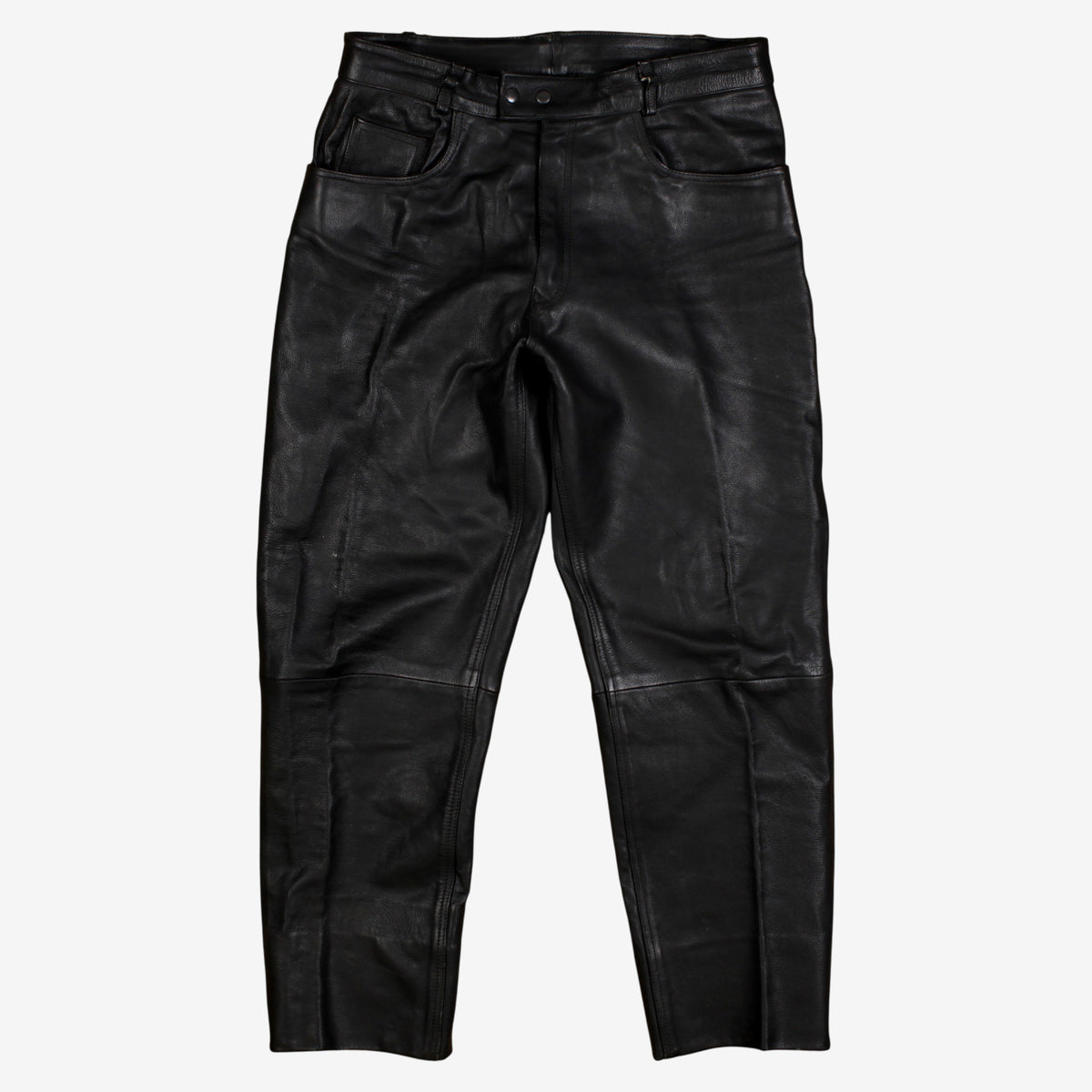 Vintage USA Bikers Dream Apparel Leather Trousers Pants 36x31 Black Straight