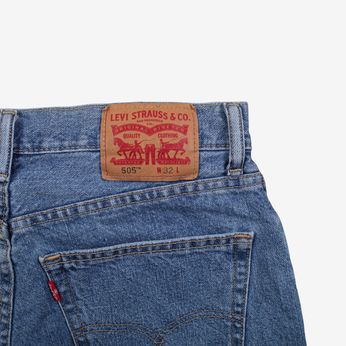 Levis 505 Denim Shorts Jorts 32 00s Blue Western Relaxed 100% Cotton