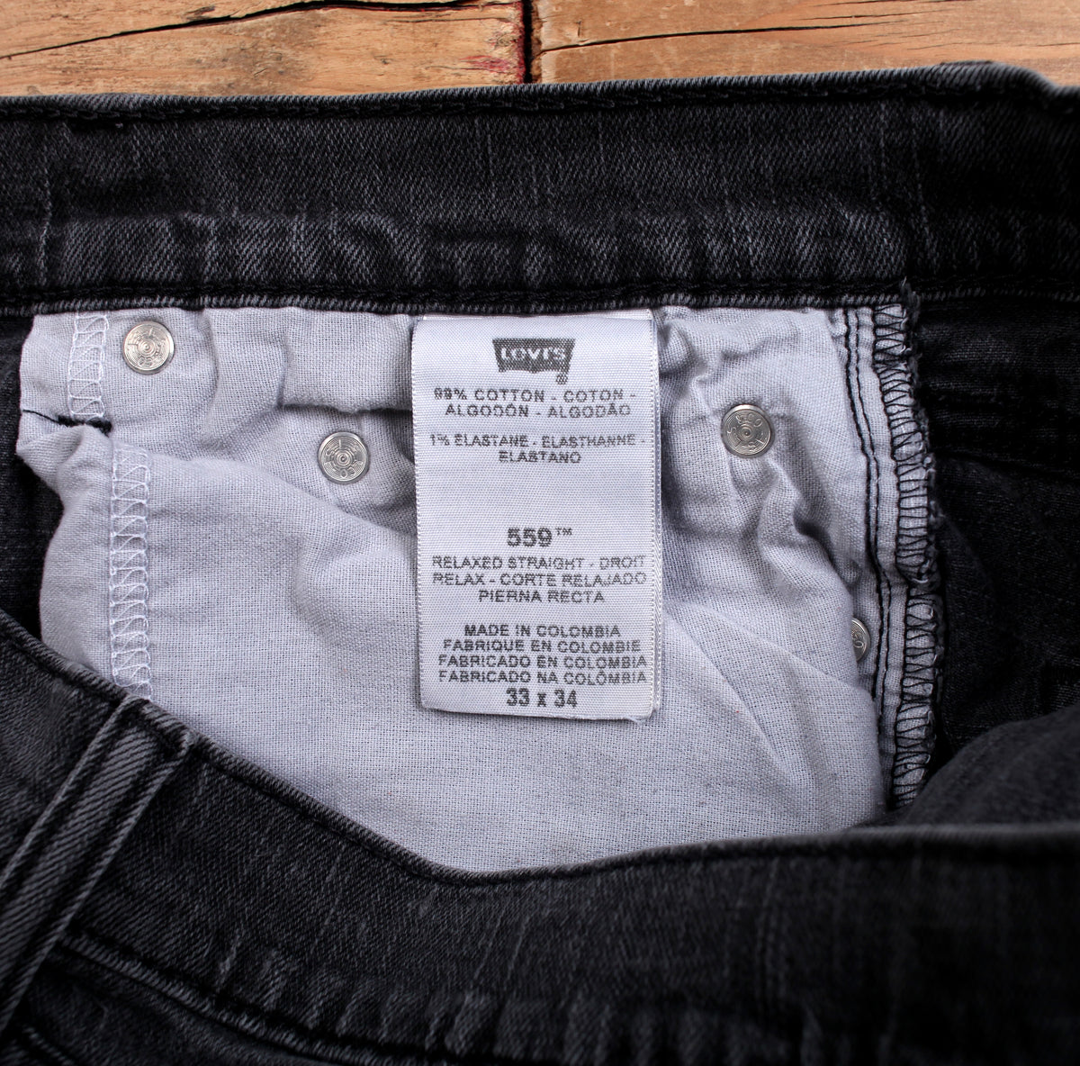 Levis 559 Jeans 33x28 Black Relaxed Straight Faded Zip Fly Mid Rise Denim