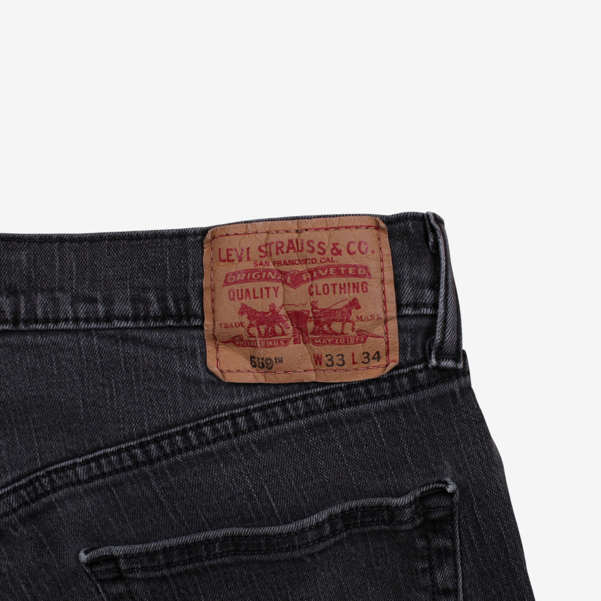 Levis 559 Jeans 33x28 Black Relaxed Straight Faded Zip Fly Mid Rise Denim