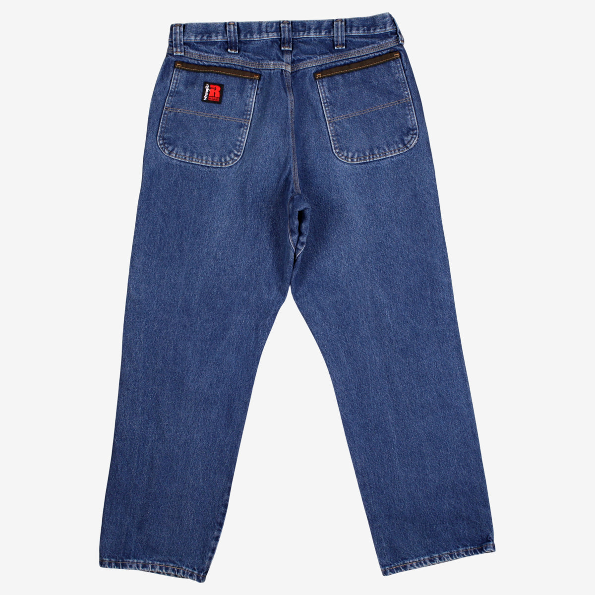 Wrangler Riggs Workwear Jeans 36x32 Mens Blue Mid Stonewash Straight Zip Denim