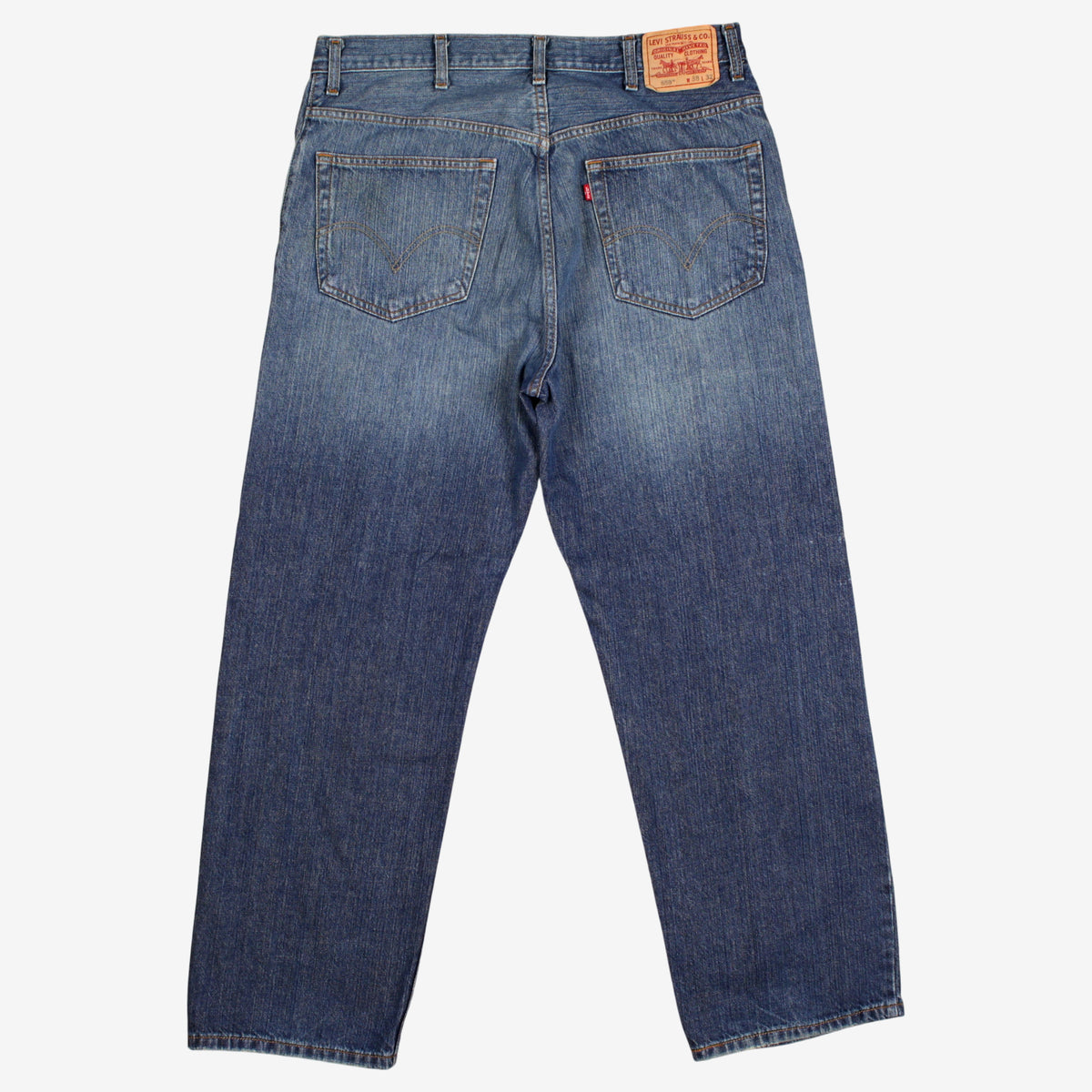 Levis 559 Baggy Jeans 38x32 Blue Relaxed Straight Stonewash Mid Rise Zip Denim