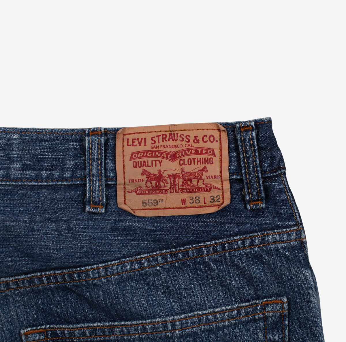 Levis 559 Baggy Jeans 38x32 Blue Relaxed Straight Stonewash Mid Rise Zip Denim