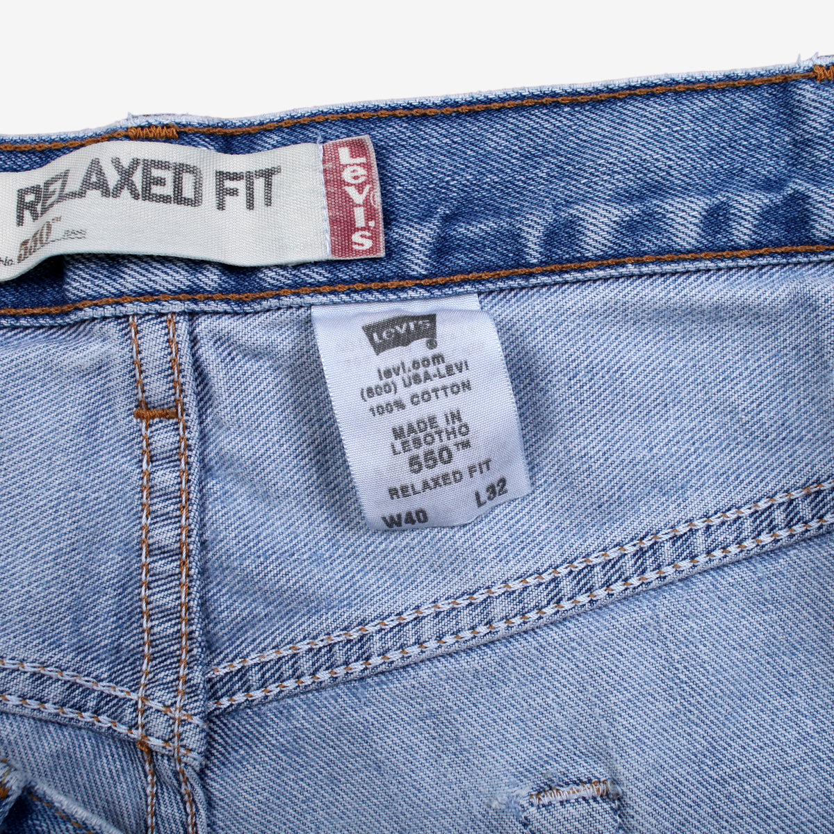 Levis 550 Jeans 40x32 Blue Relaxed Taper Faded Light Stonewash Zip Denim