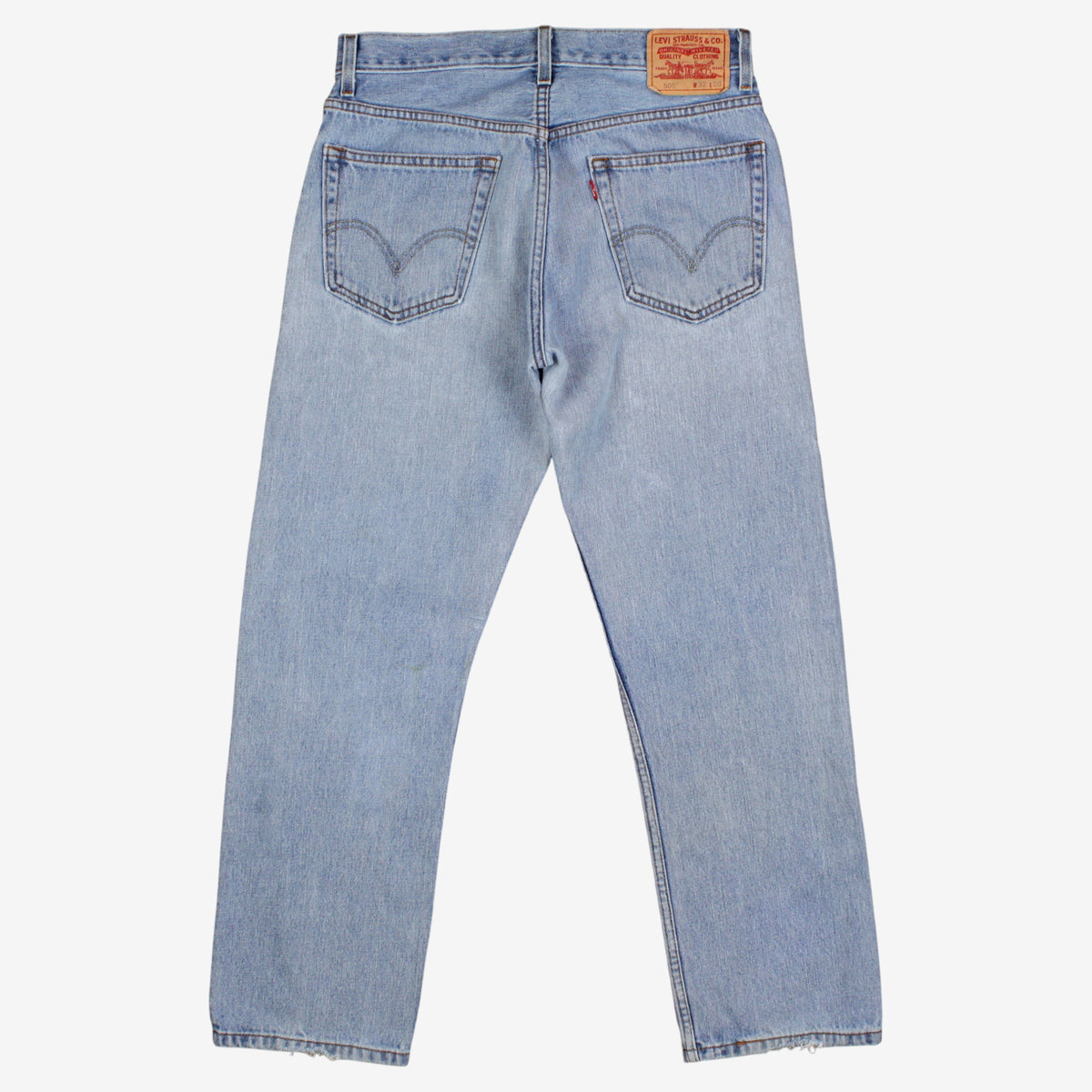 Levis 505 Jeans 32x30 Blue Regular Straight Light Stonewash Red Tab Denim