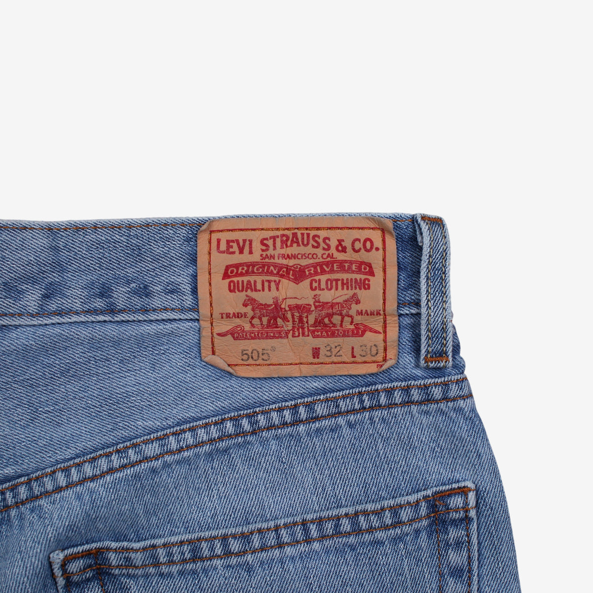 Levis 505 Jeans 32x30 Blue Regular Straight Light Stonewash Red Tab Denim
