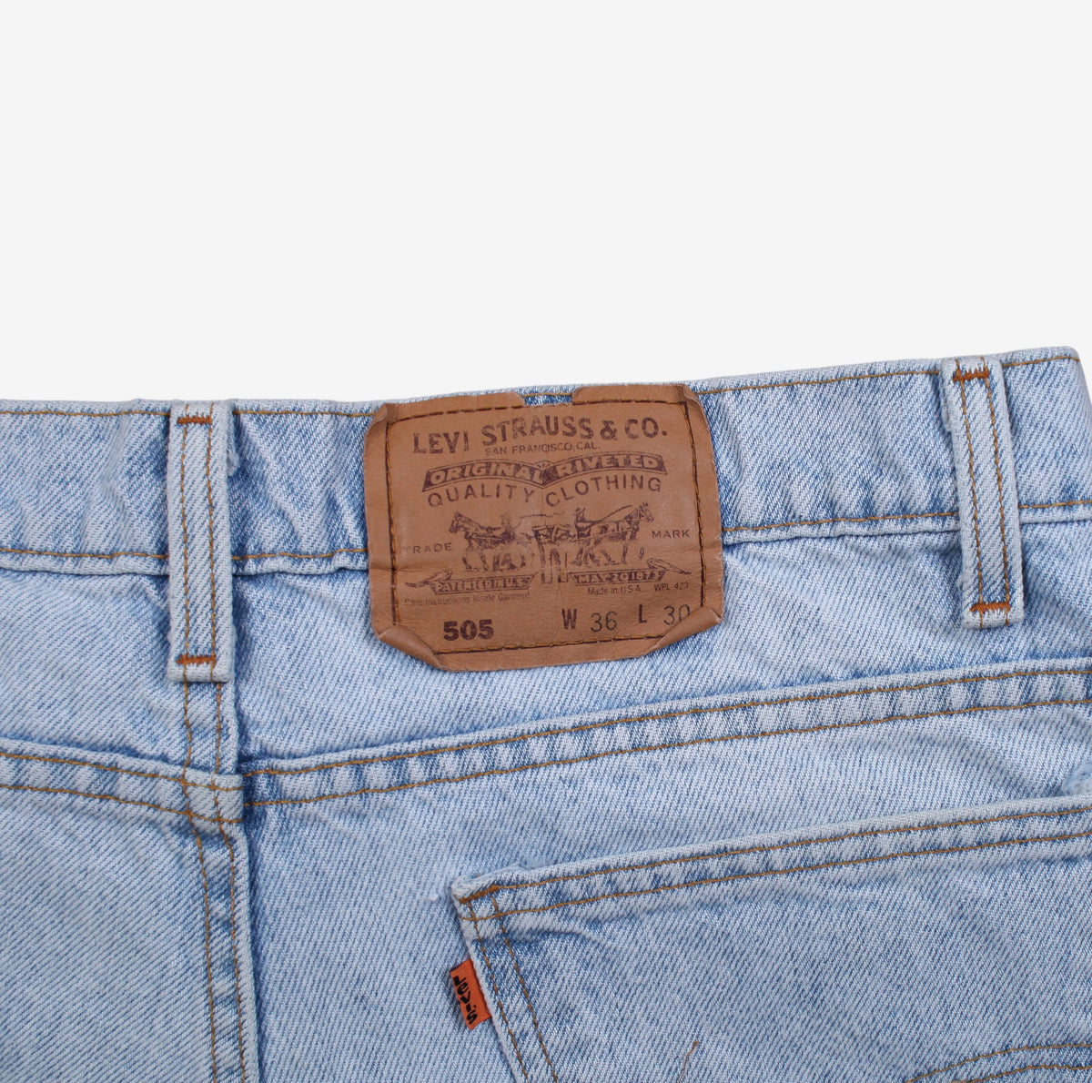 Vintage Levis 505 Jeans 34x30 90s Blue Regular Straight USA Made Light Denim