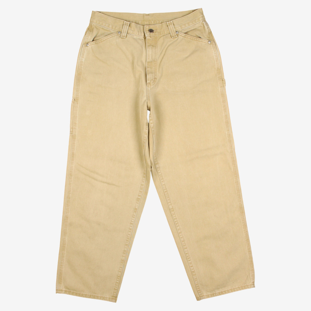 Vintage Lee Rivited Carpenter Trousers Pants 32x29 Womens 90s Beige Utility