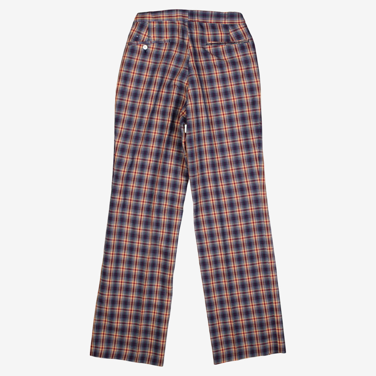 Vintage Check Trousers Pants 28x32 Womens 80s Blue Plaid Straight