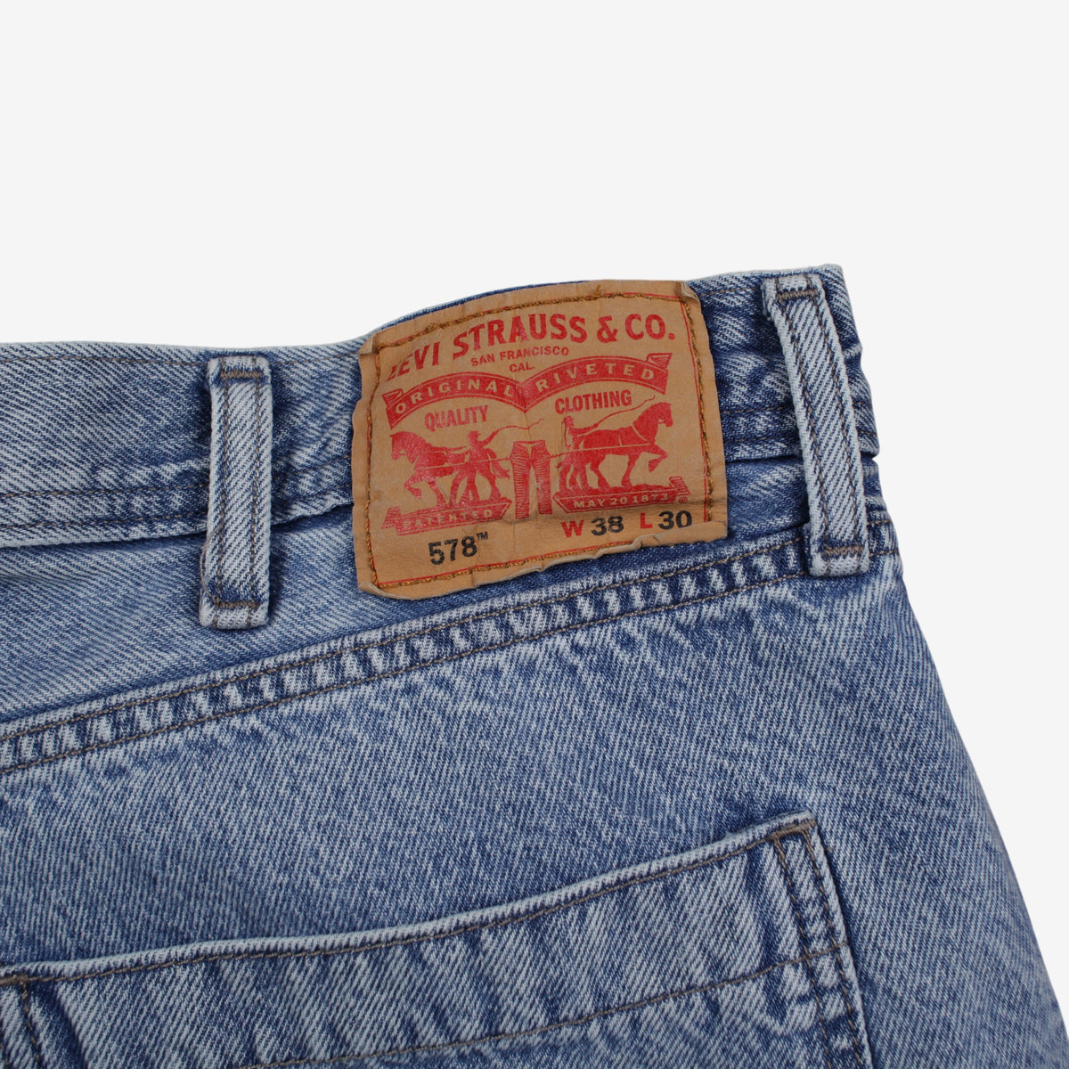 Levis 578 Cargo Jeans 38x30 Blue Faded Light Stonewash Baggy Zip Fly Denim