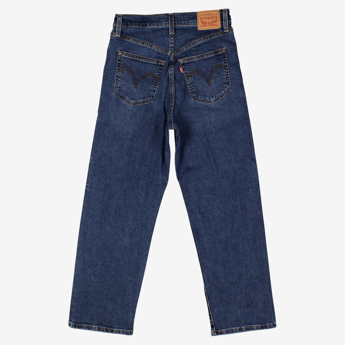Levis Ribcage Straight Ankle Jeans 28x27 Womens Blue Stonewash Red Tab Denim