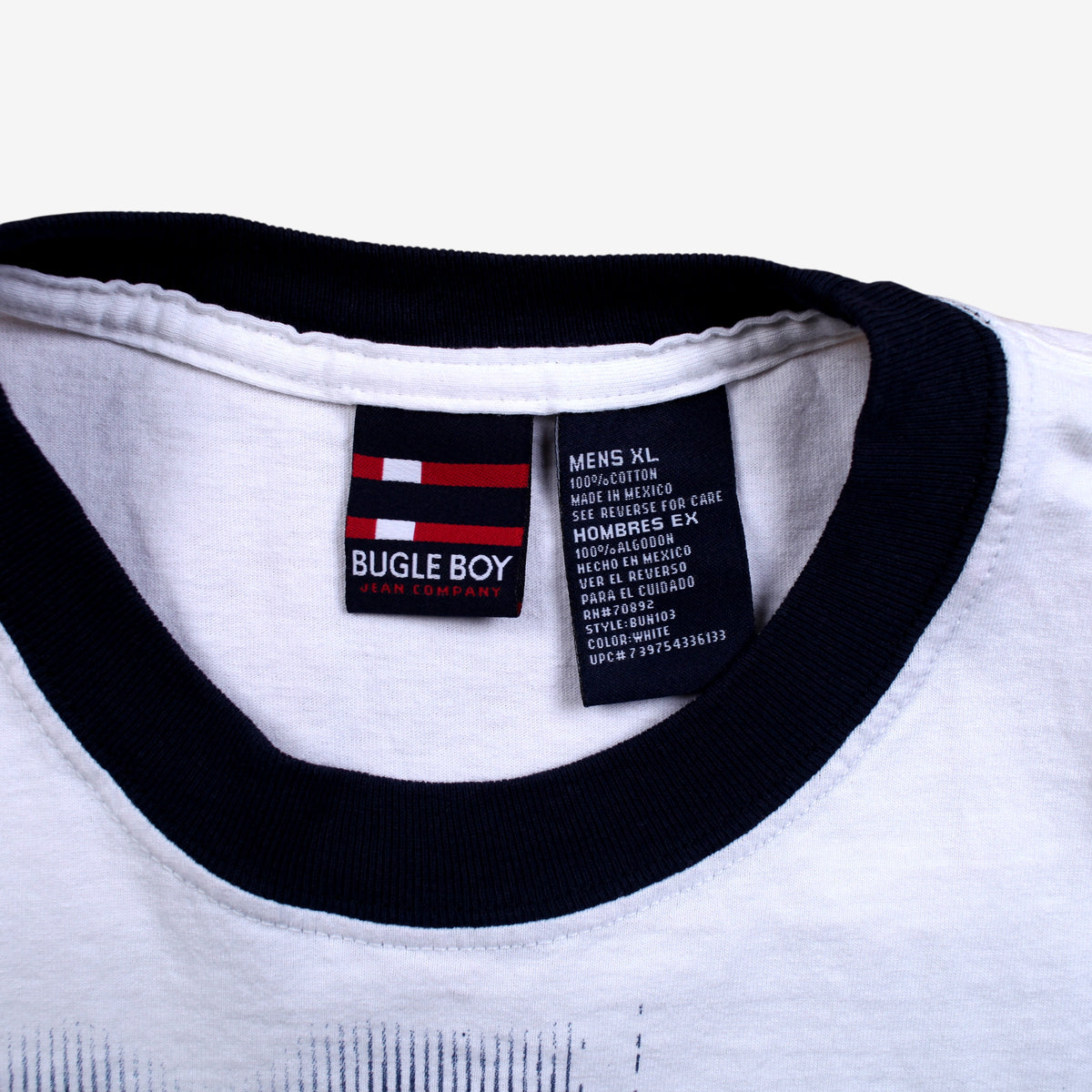 Bugle Boy Ringer T-shirt XL Mens White Cyclist Race Graphic Y2k