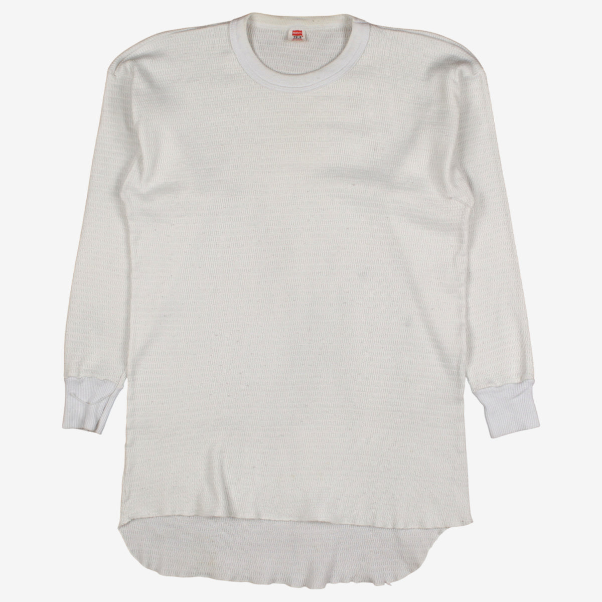 Vintage Hanes Thermal T-shirt 2XL Mens 90s White Cotton Polyester Waffle Knit