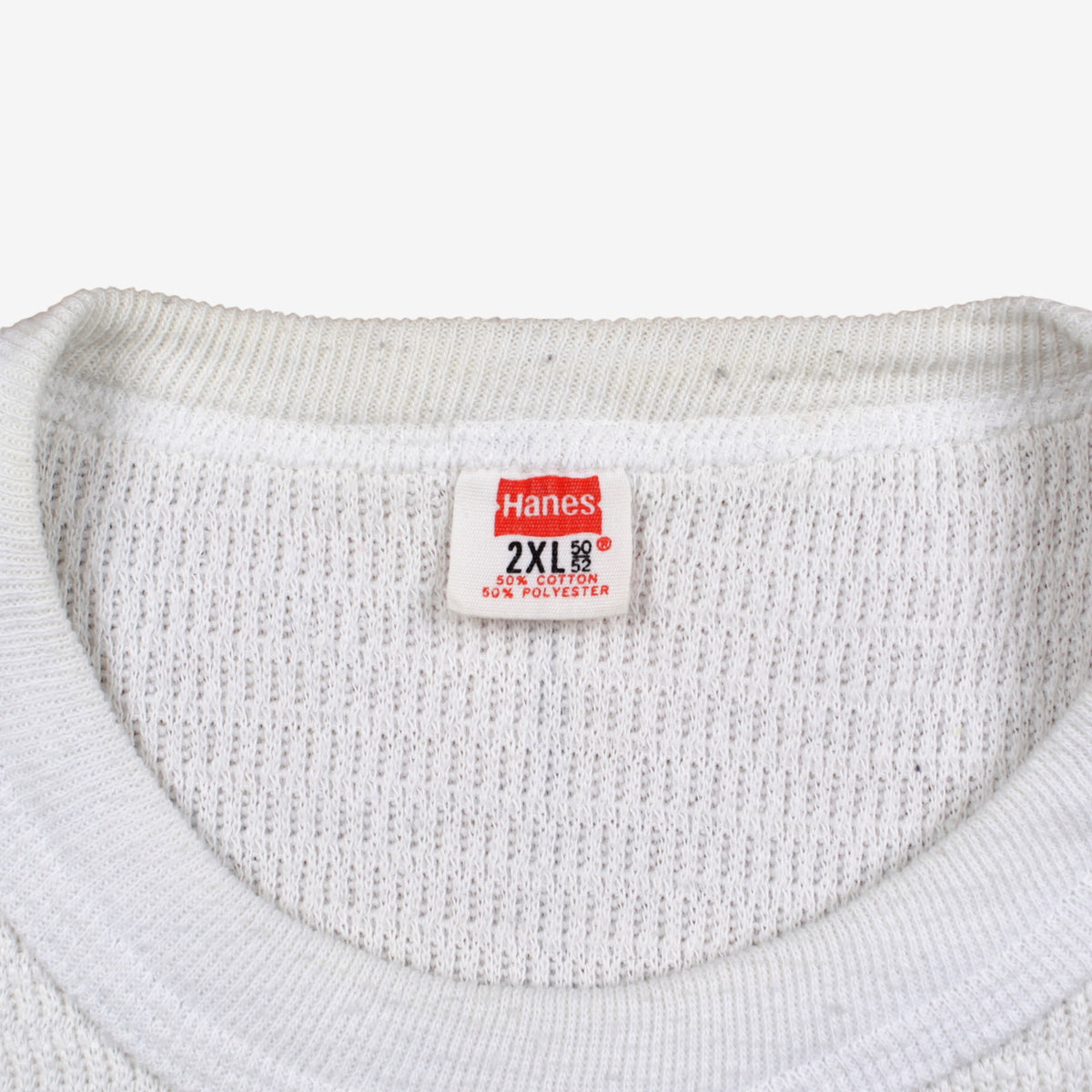 Vintage Hanes Thermal T-shirt 2XL Mens 90s White Cotton Polyester Waffle Knit