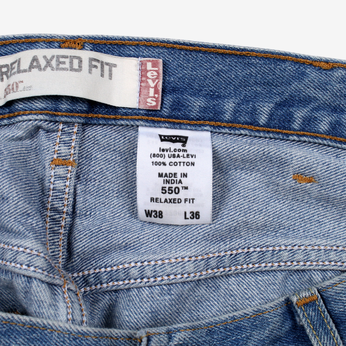 Levis 550 Jeans 38x36 Blue Relaxed Taper Faded Zip Fly Mid Rise Denim