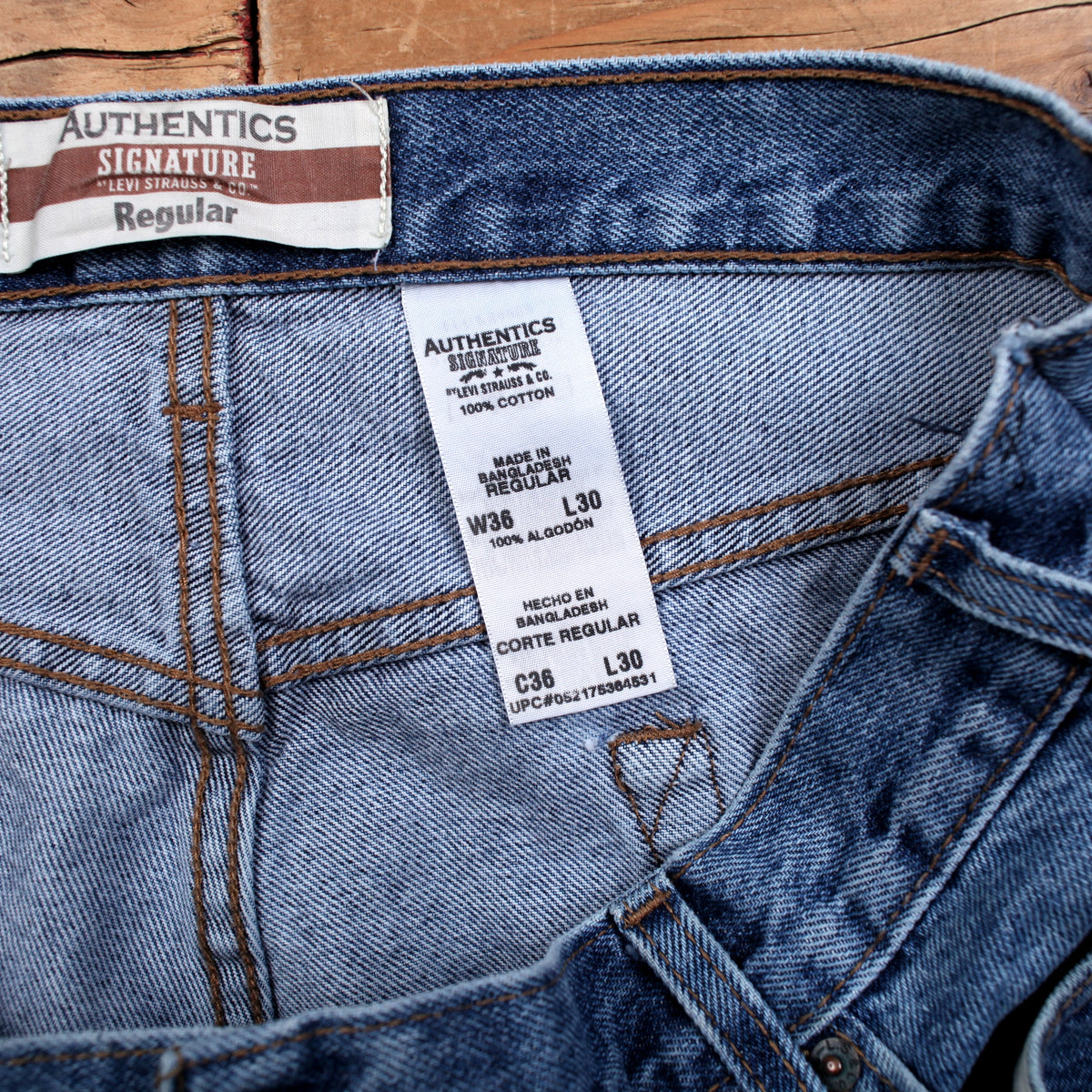 Levis Signature Jeans 36x30 Blue Authentics Regular Stonewash Denim