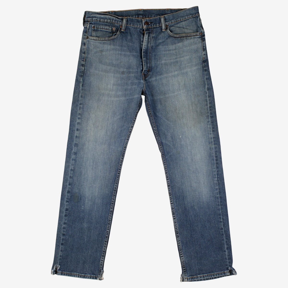 Levis 505 Jeans 38x32 Blue Regular Straight Faded Zip Red Tab Denim