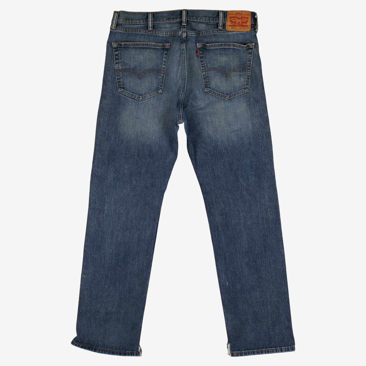 Levis 505 Jeans 38x32 Blue Regular Straight Faded Zip Red Tab Denim