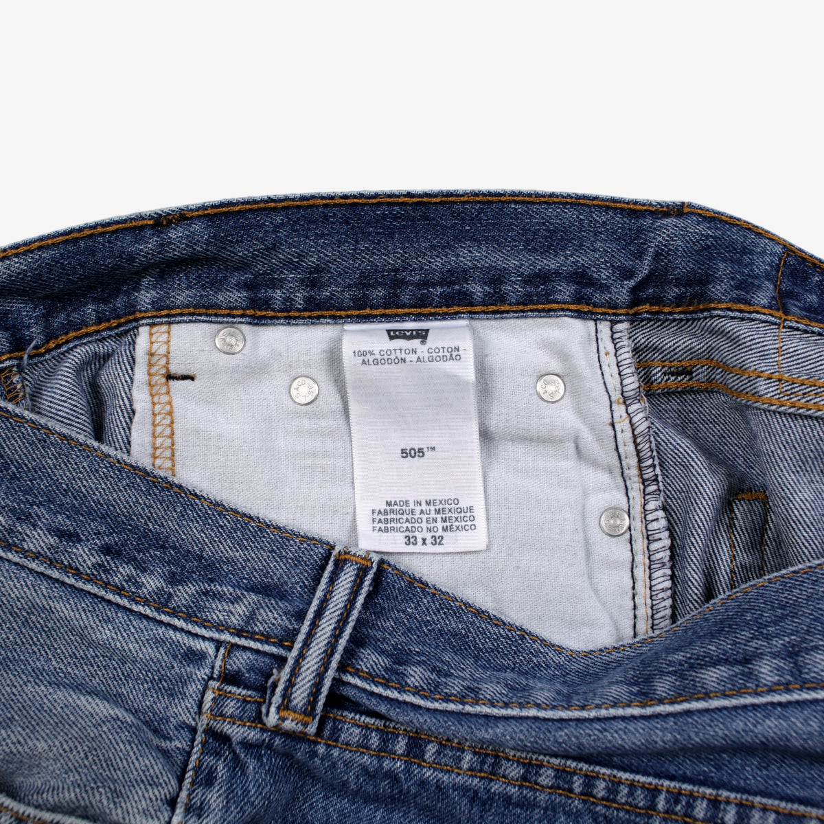 Levis 505 Jeans 33x32 Blue Regular Straight Faded Medium Stonewash Denim