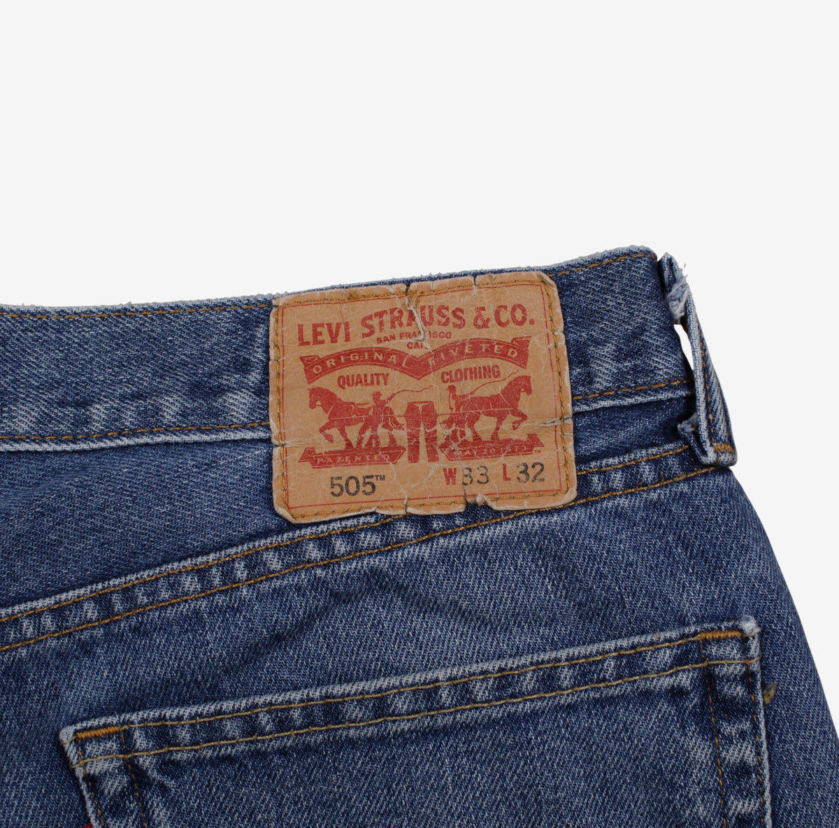 Levis 505 Jeans 33x32 Blue Regular Straight Faded Medium Stonewash Denim
